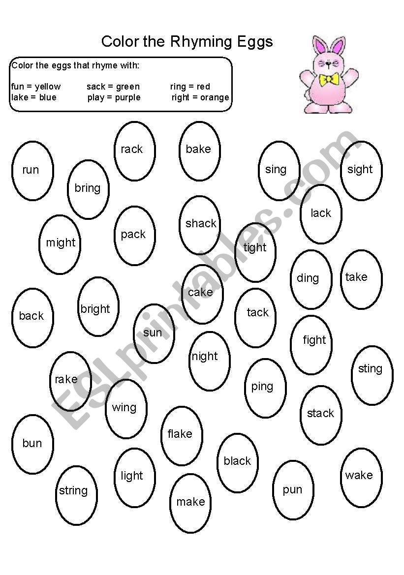 Easter Rhyming worksheet