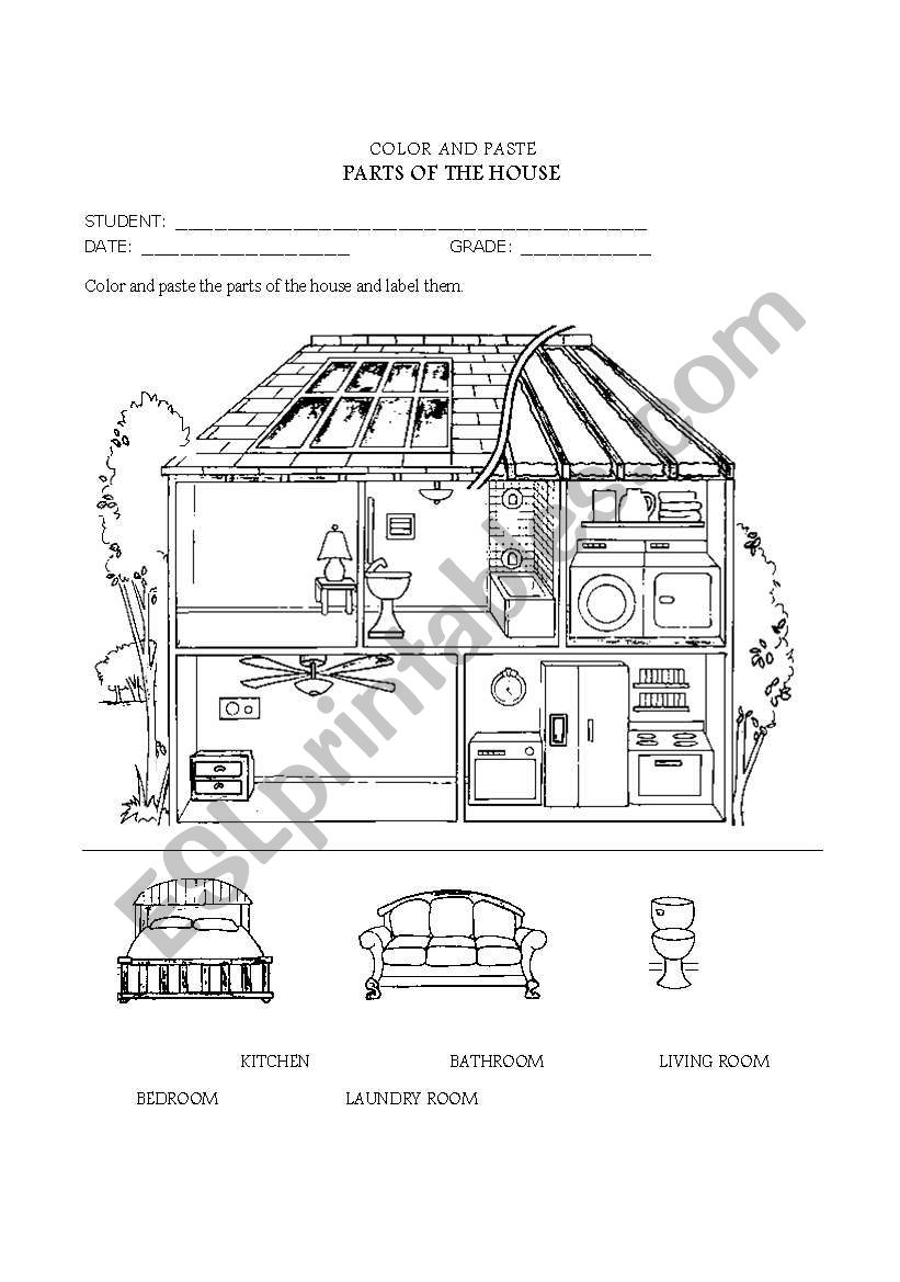 Parts of the House worksheet