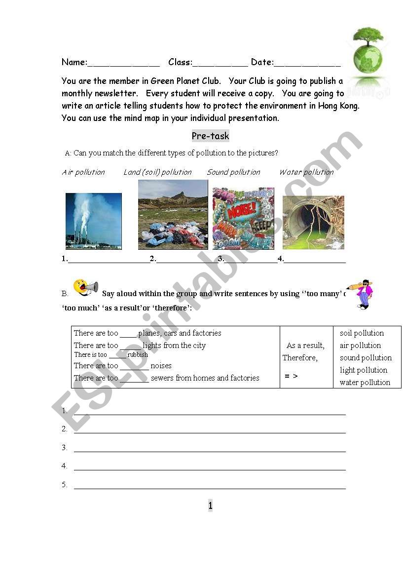 Green the Environment worksheet