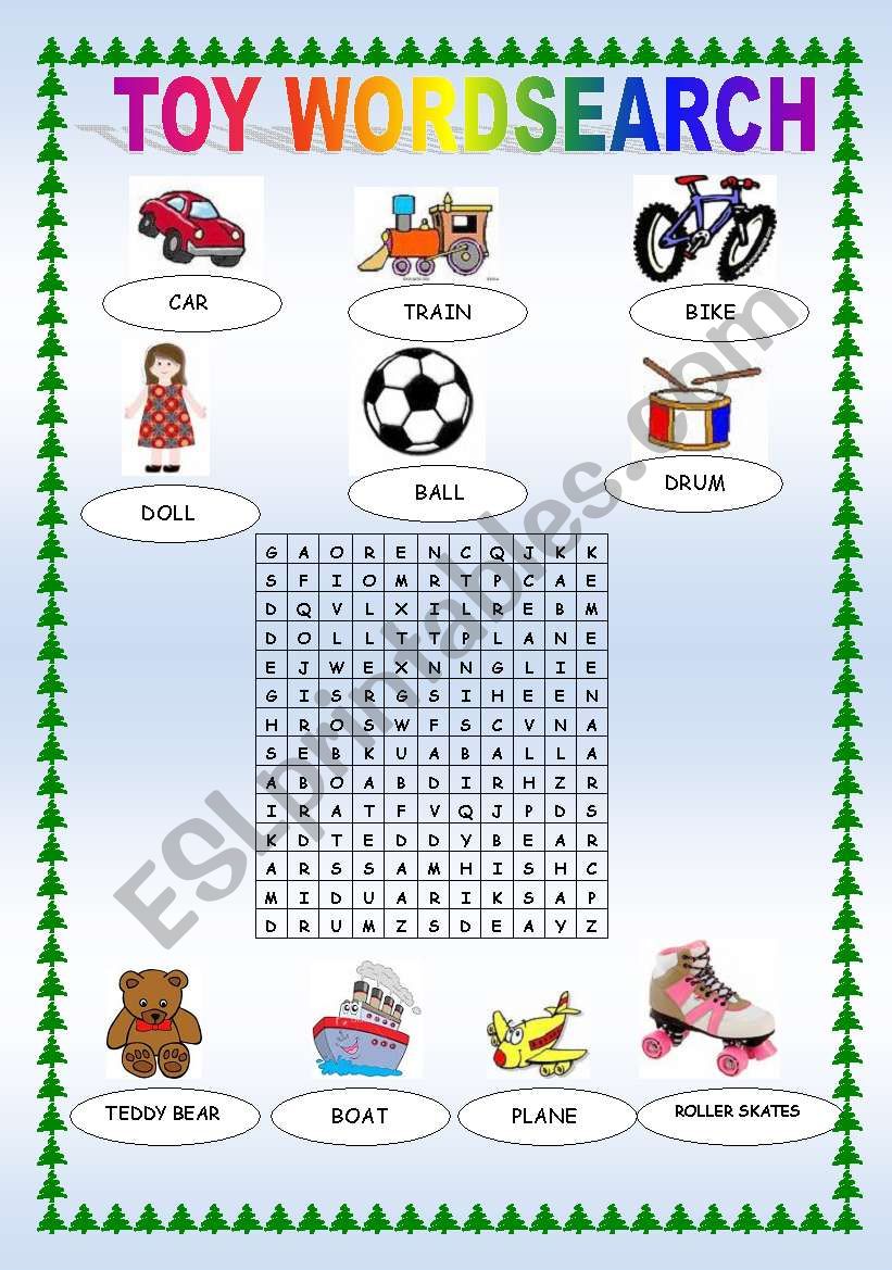 Wordsearch - Toys worksheet