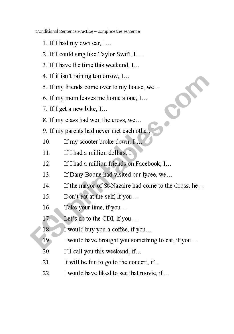 conditional sentence practice worksheet