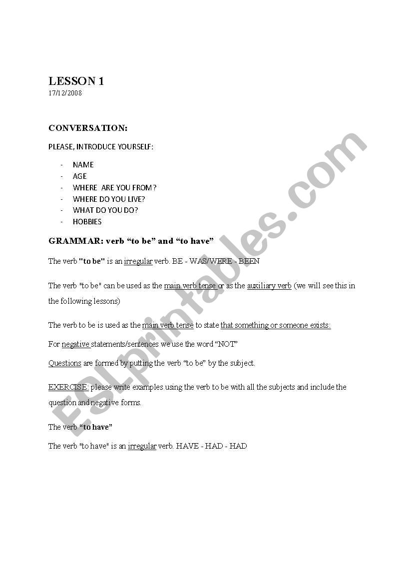 lesson 1 for Paulo ELEMENTARY worksheet