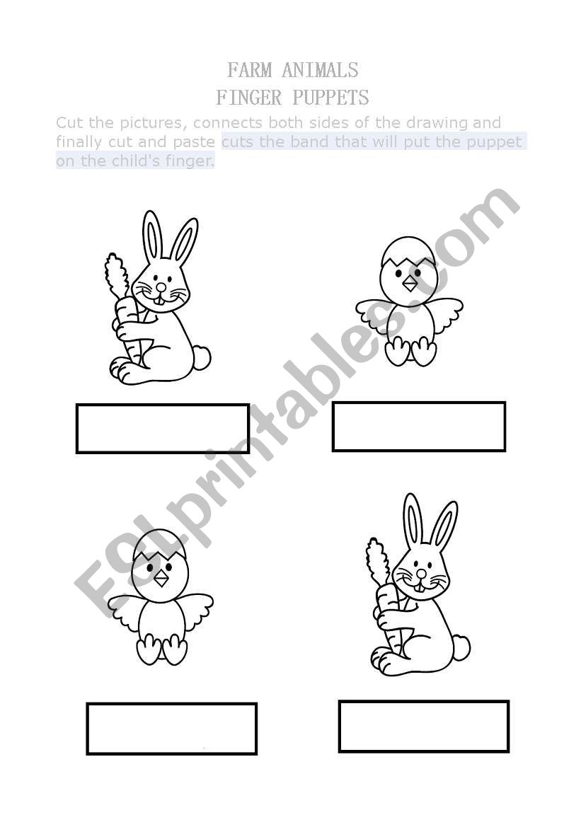 farm animals finger puppets worksheet