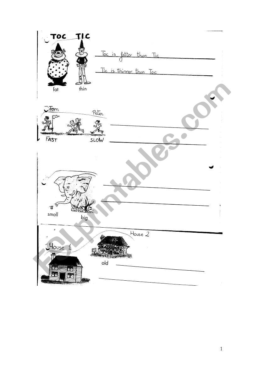 Comparisons worksheet