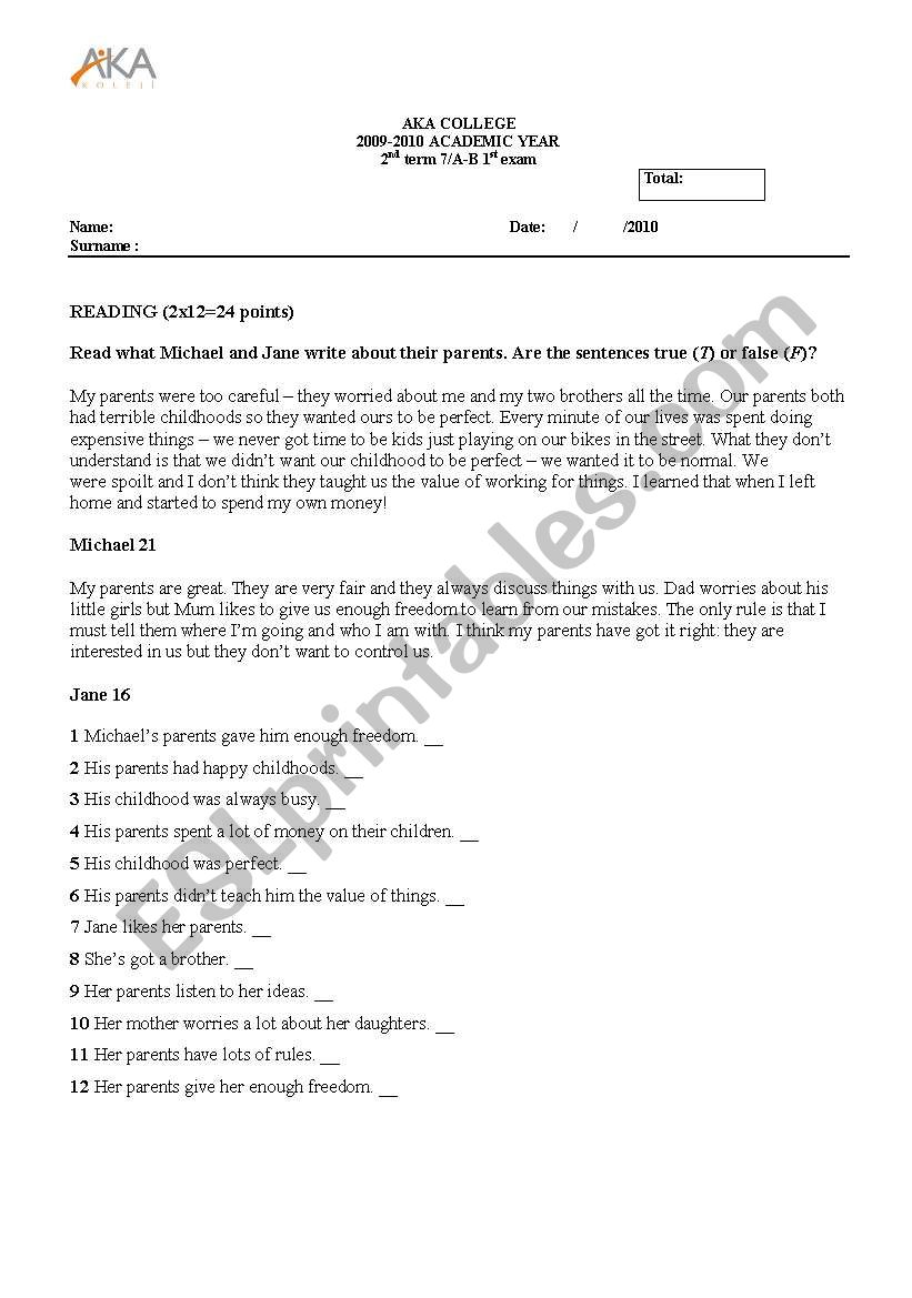 top score 2 exam  worksheet