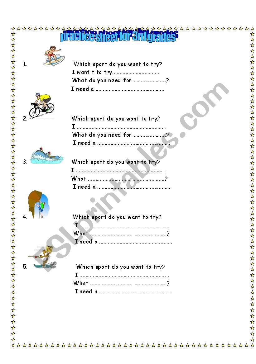 sports and equipments worksheet