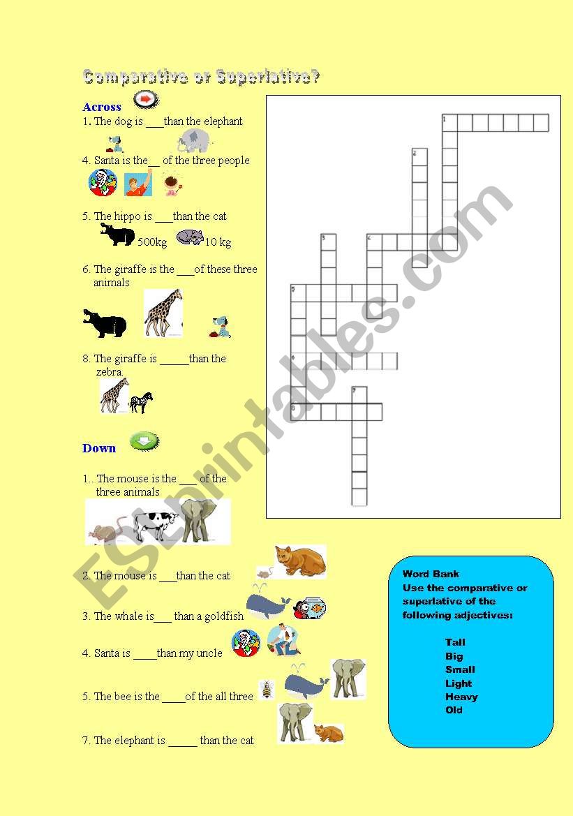 comparative or superlative? worksheet