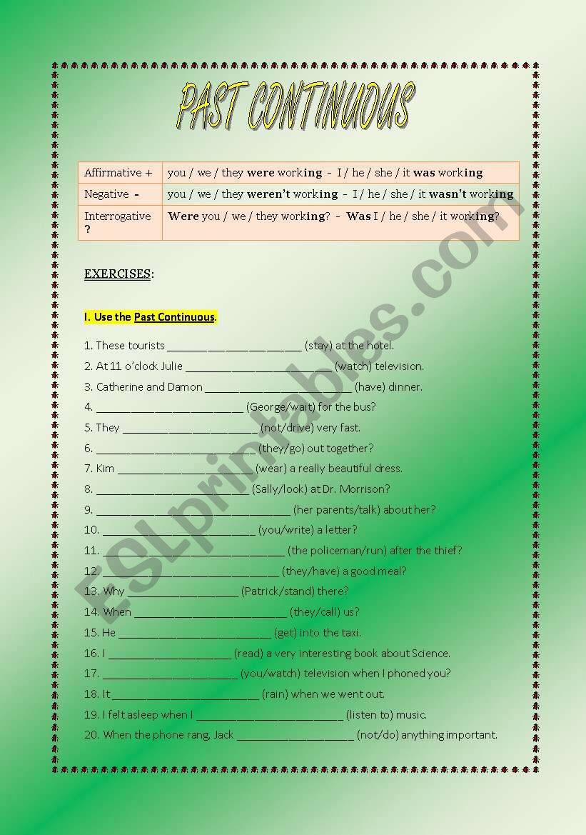 Past Continuous worksheet