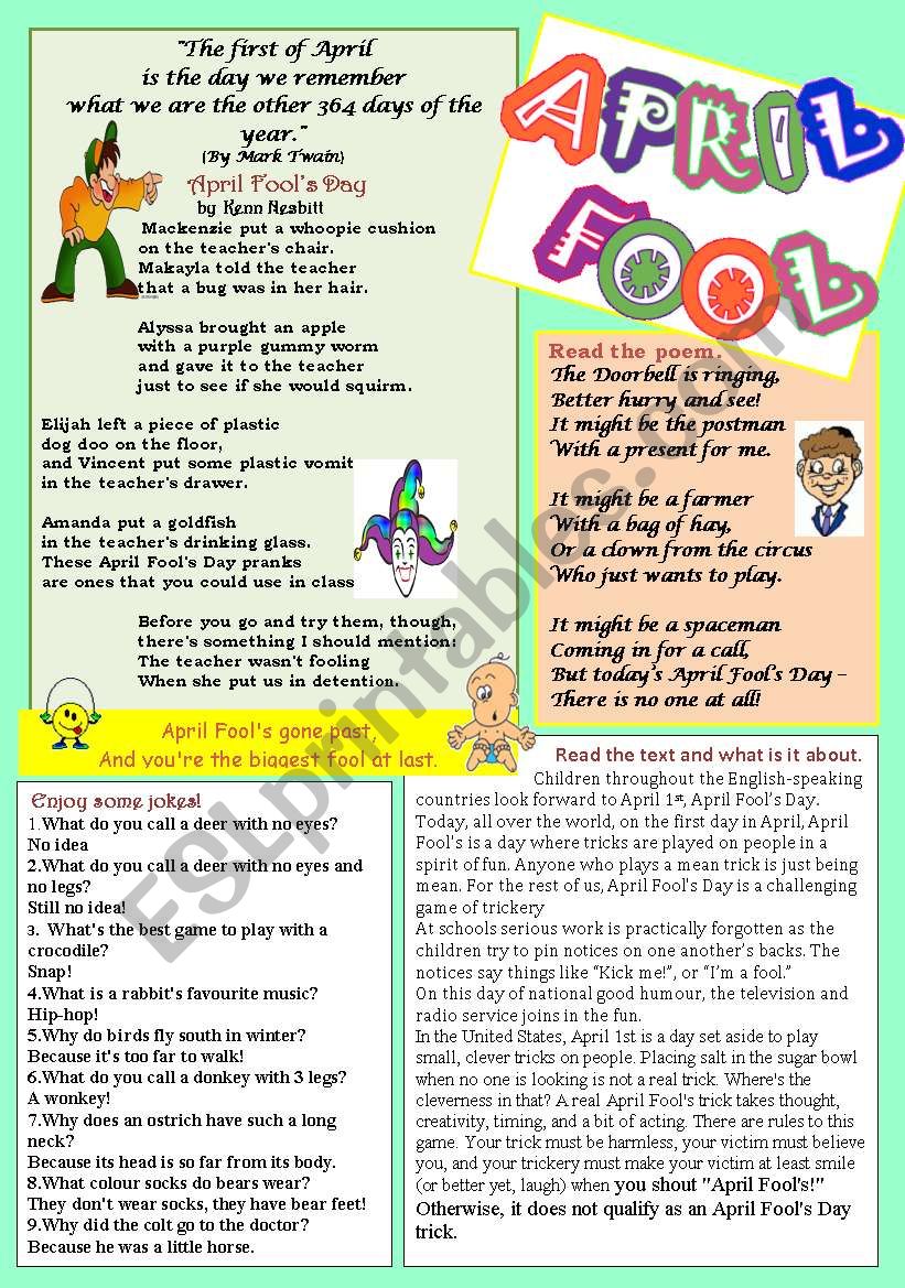 April Fools Day worksheet