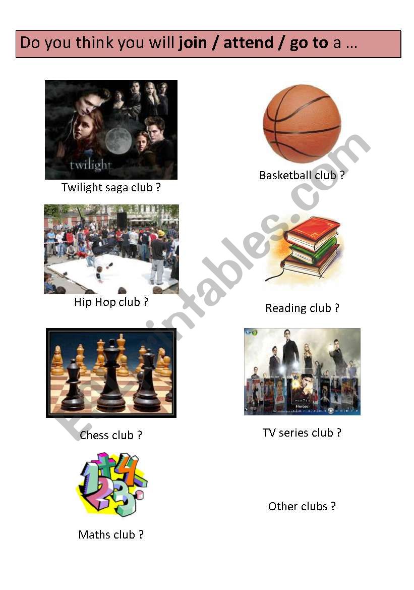 Joining a club worksheet