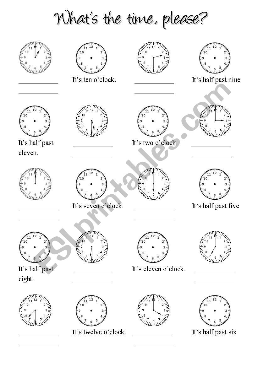 clocks worksheet