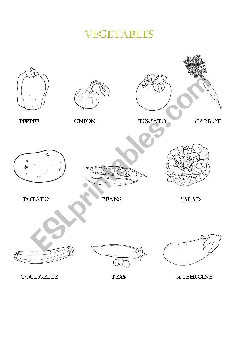 VEGETABLES worksheet