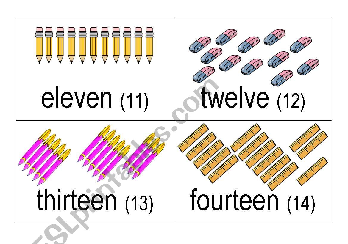 Numbers from 11 to 20 worksheet