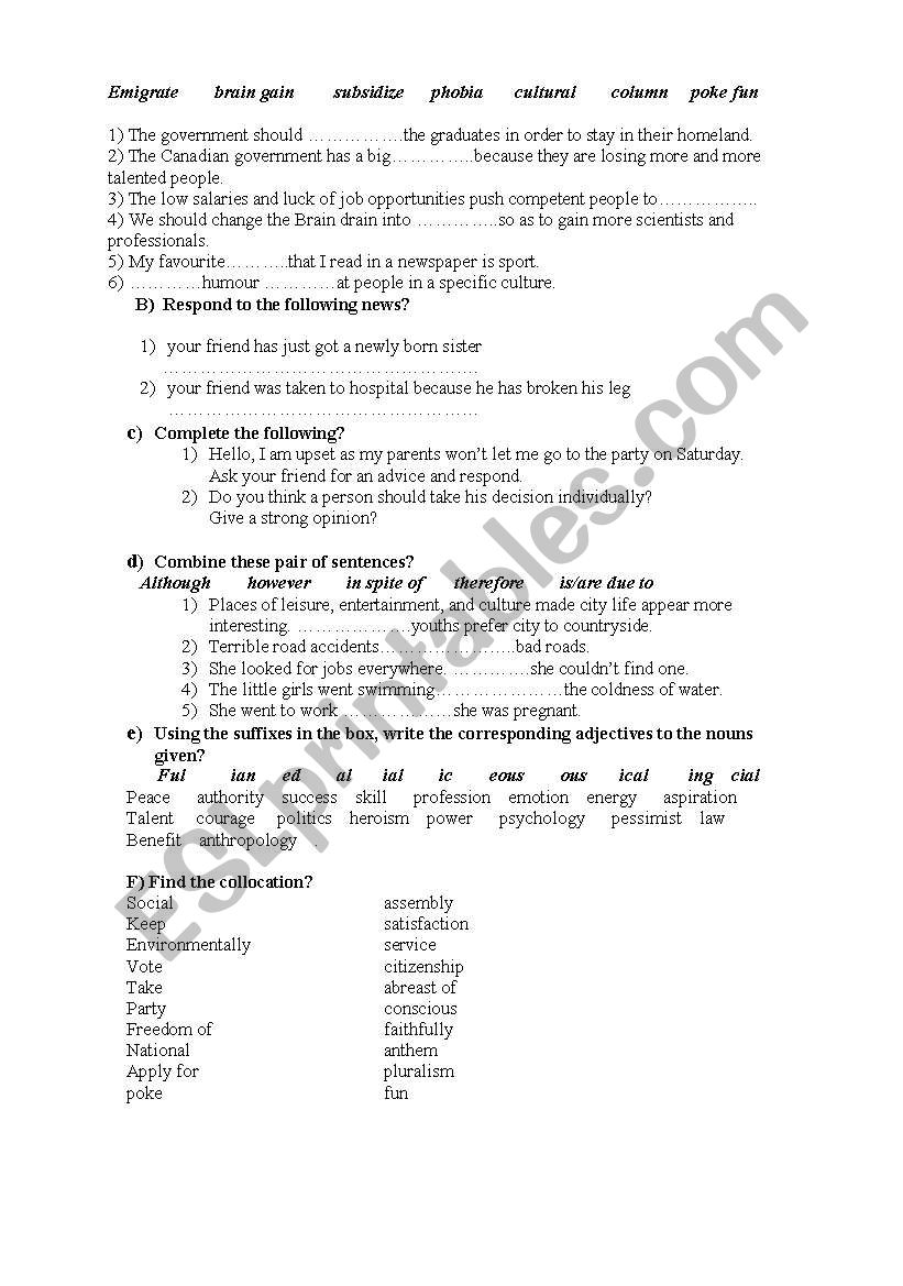 grammar and vocabularies worksheet