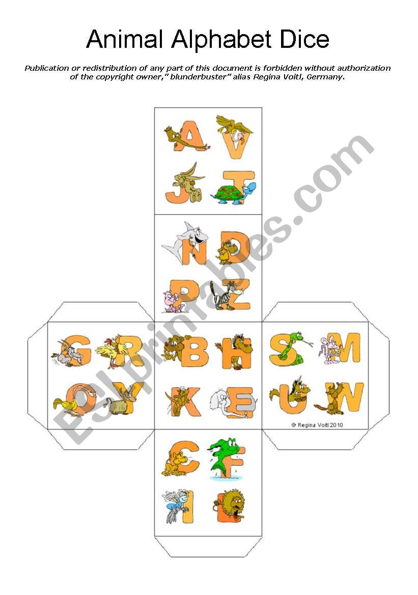 Animal Alphabet Dice  worksheet