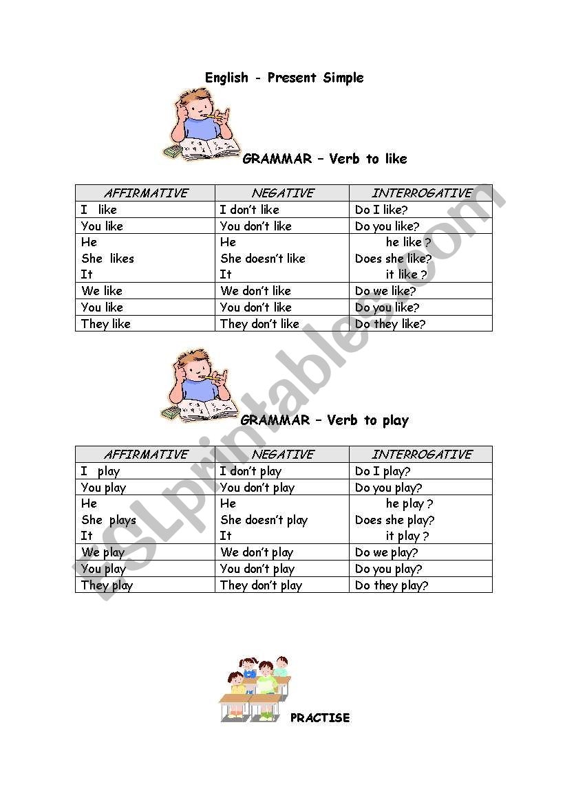 Verb to like and to play (part 1)