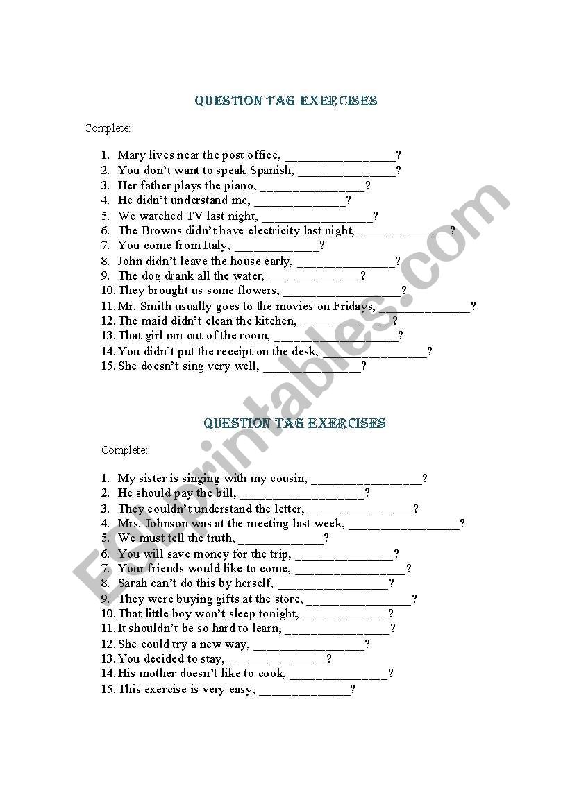 Question Tags worksheet