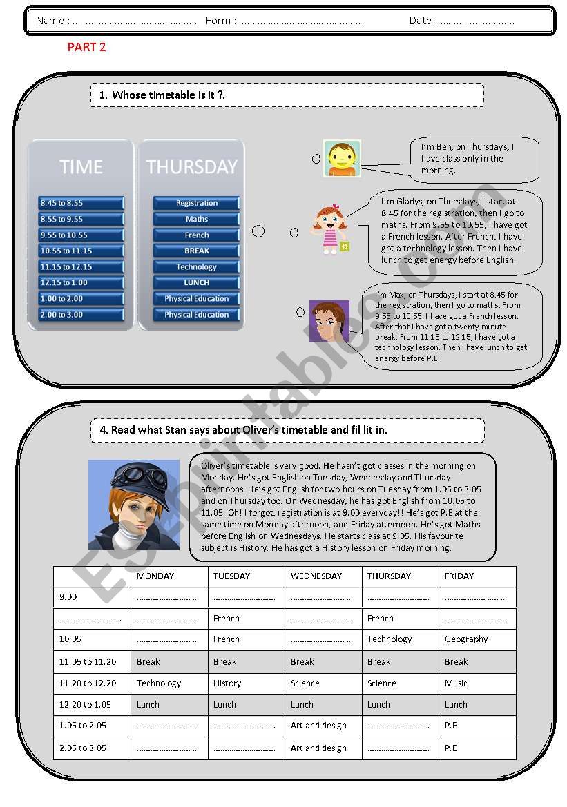 TEST Part 2 worksheet