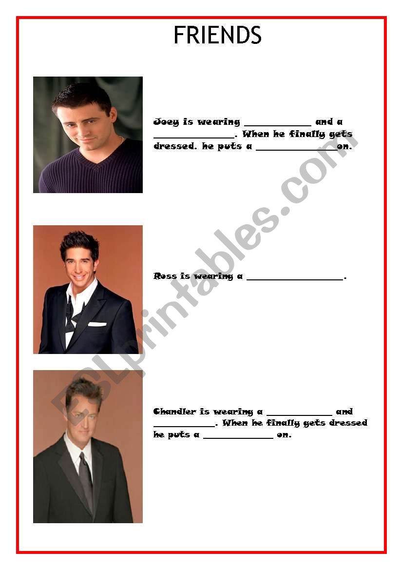 Friends Clothes Episode worksheet