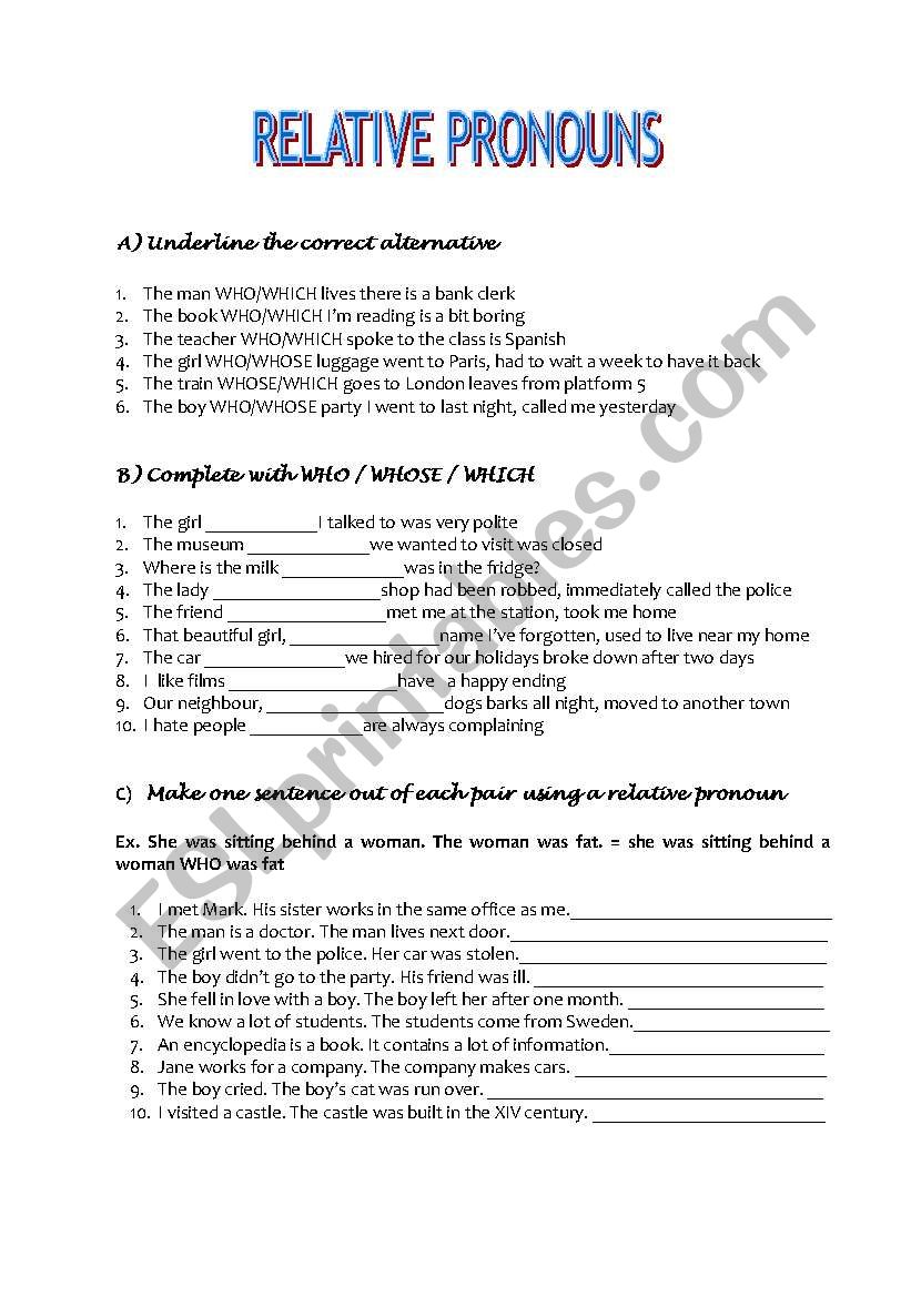 RELATIVE PRONOUNS AND PRESENT PERFECT CONTINUOUS