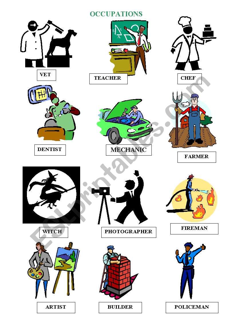 Occupations with titles worksheet