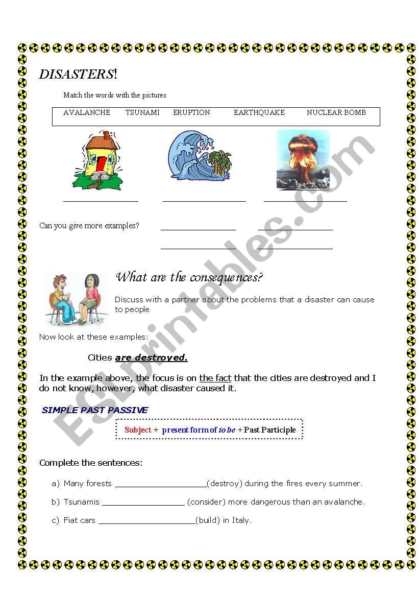 Passive Voice (Disasters) worksheet