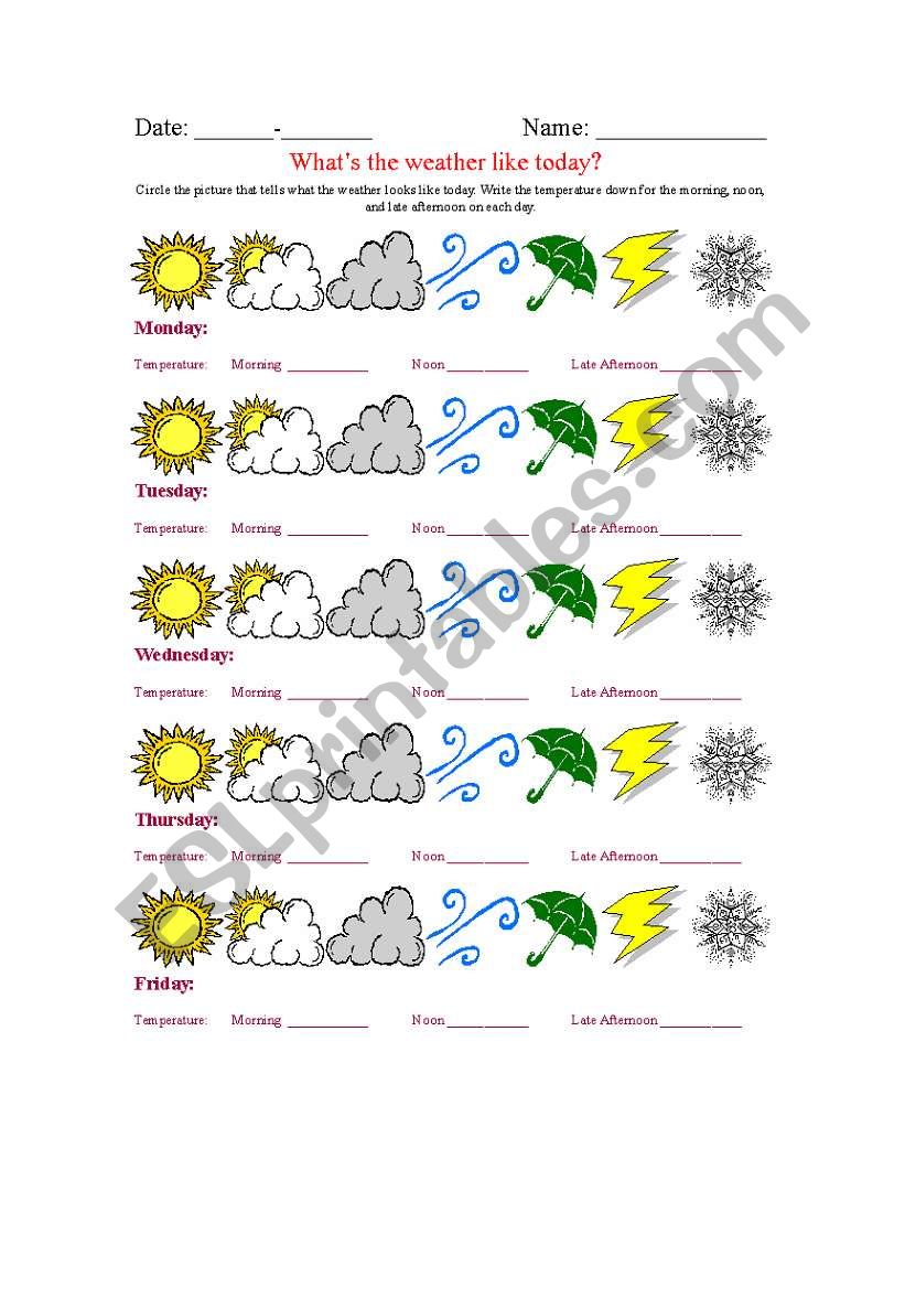 weather worksheet