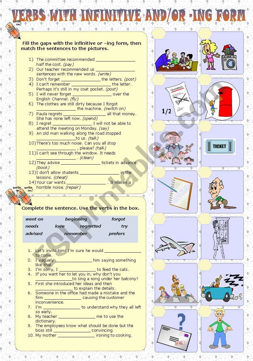 Verbs with infinitive and/or ing form (Part 2)