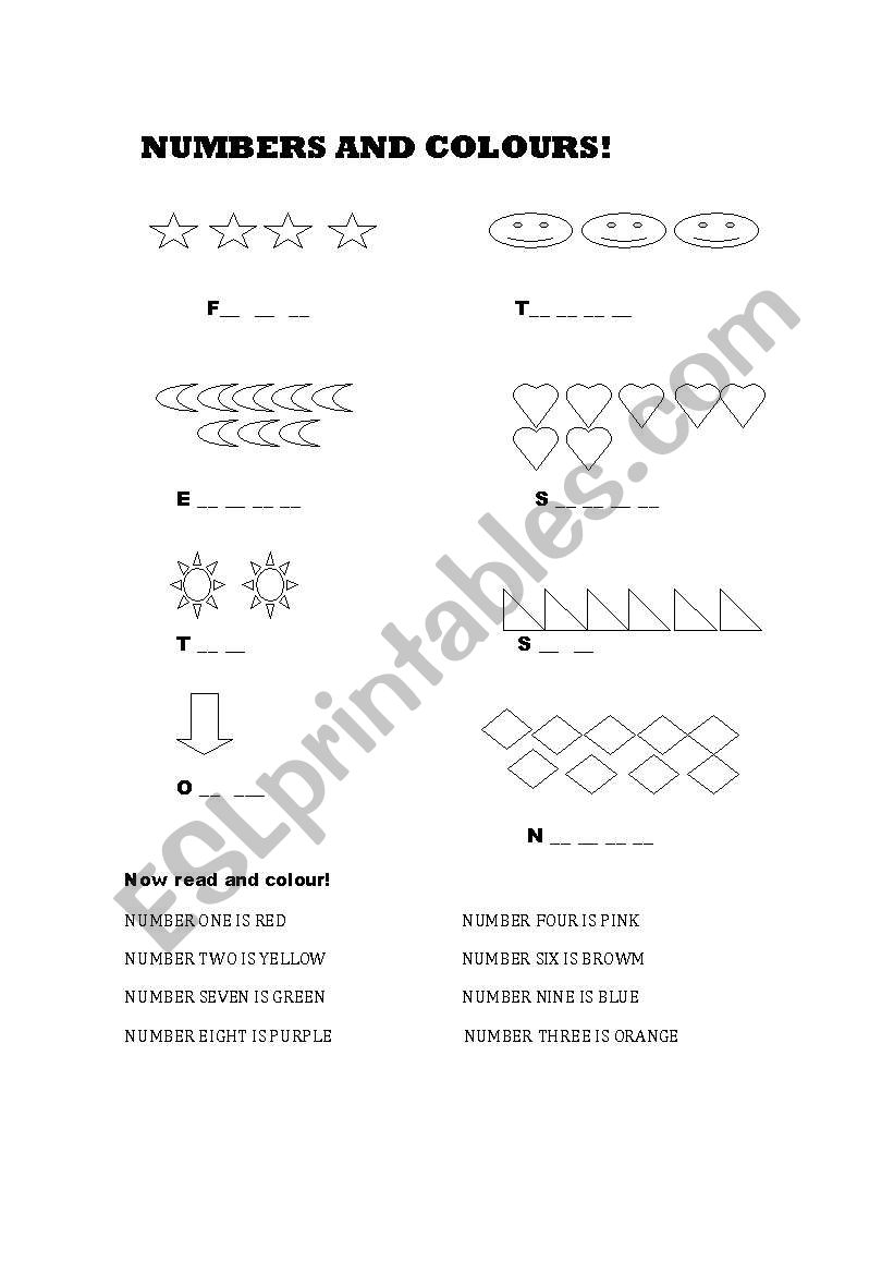 numbers and colours!!! worksheet