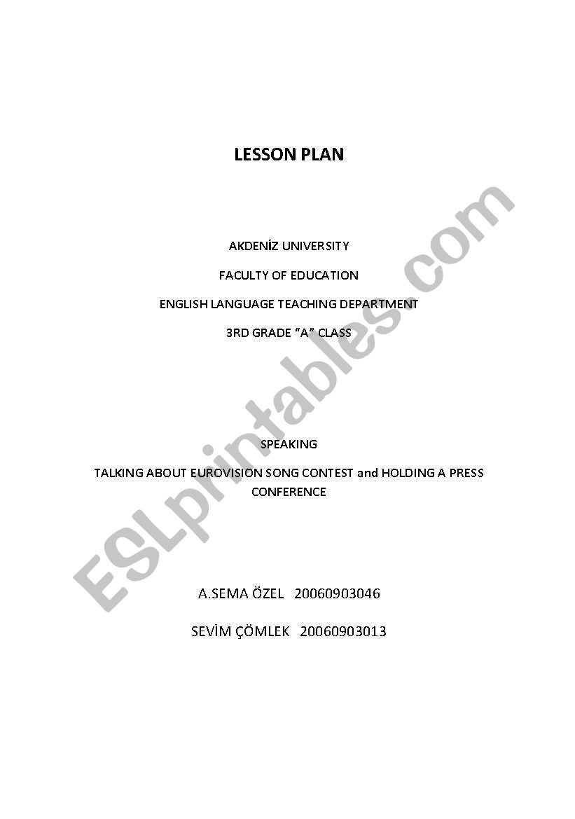 speaking lesson plan worksheet