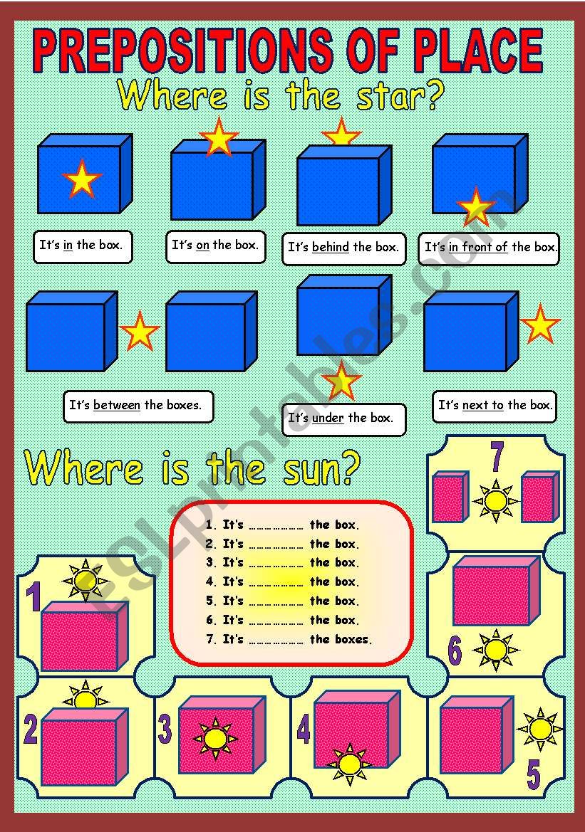 Prepositions of place.  worksheet