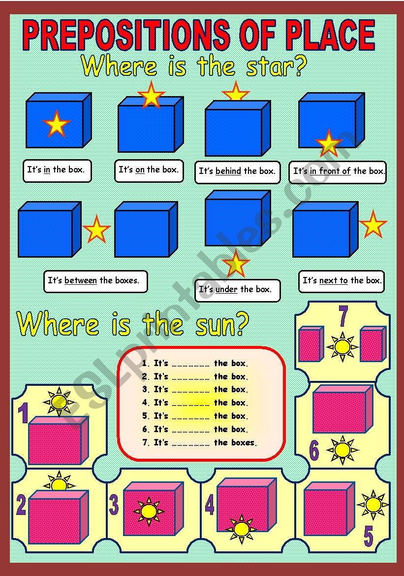 Prepositions of place.  worksheet