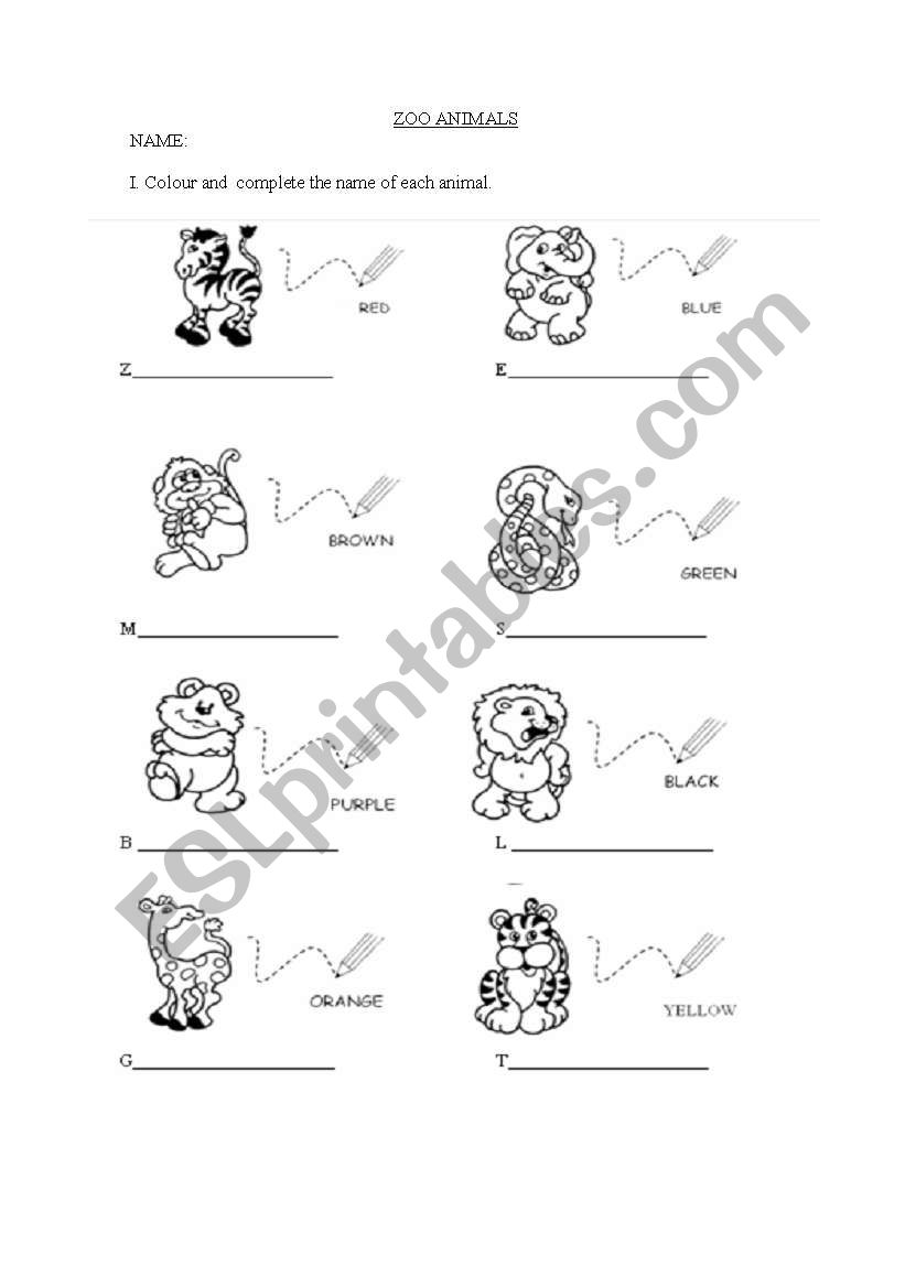 zoo animals worksheet