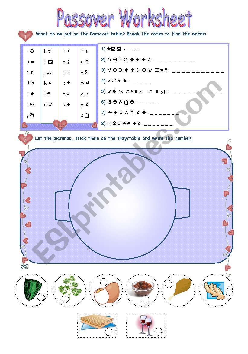 Passover Worksheet worksheet