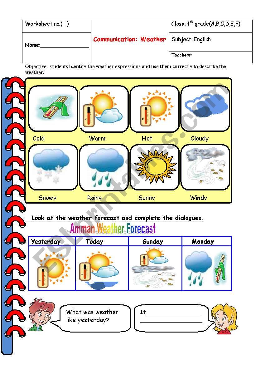 weather dialogues worksheet