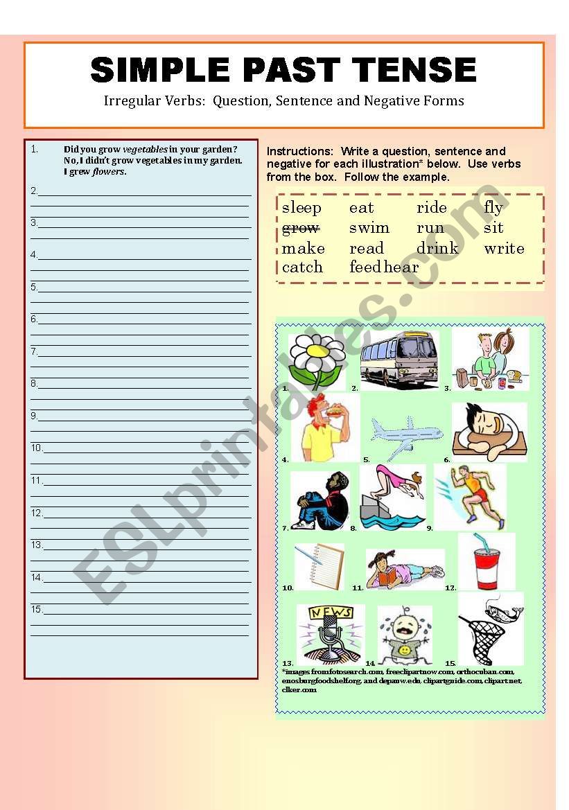 Simple Past Tense (irregular verbs) in Questions, Sentences and Negatives