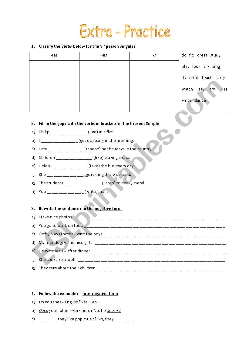 Present Simple worksheet