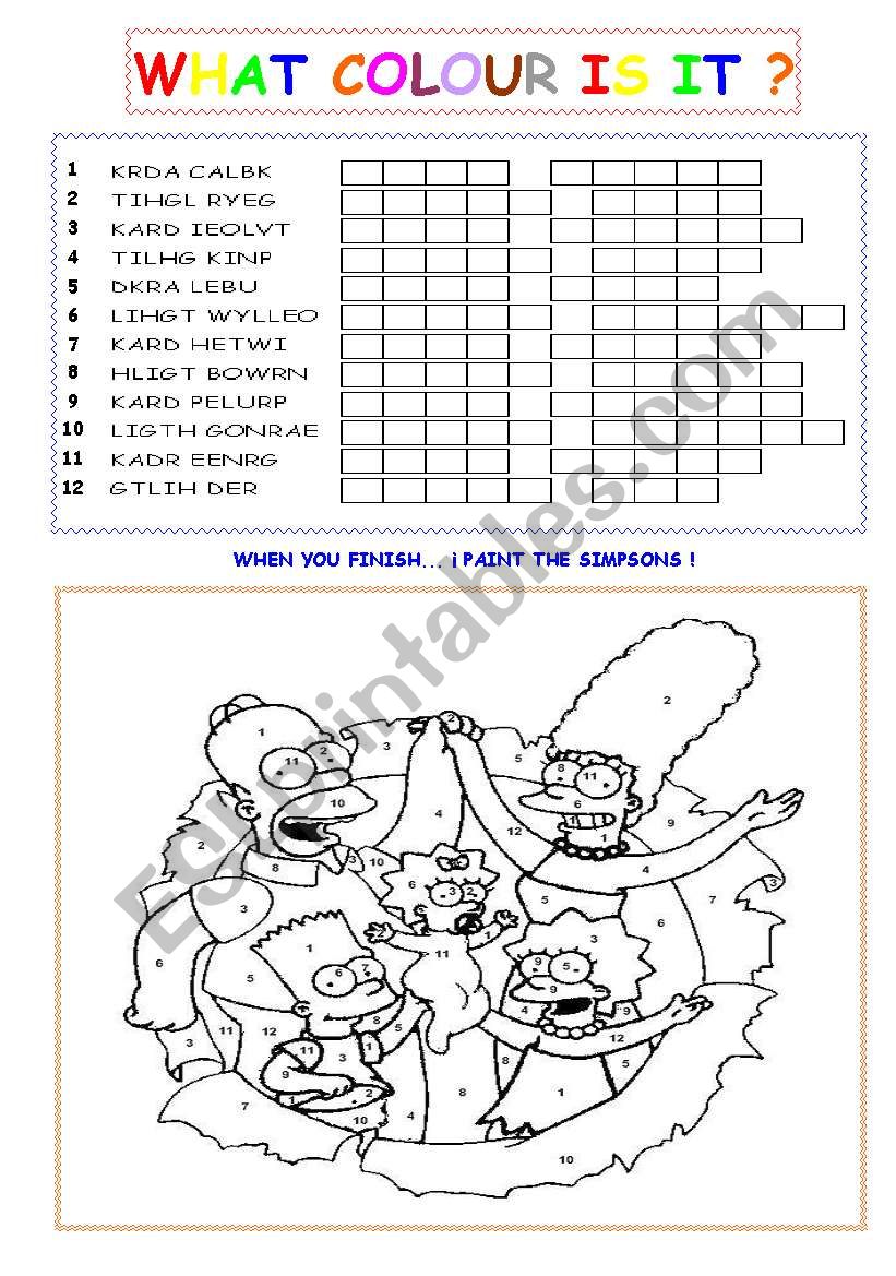 COLOURS #2 worksheet