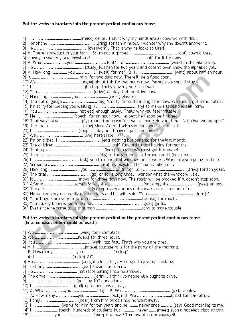 Present Perfect or Present Perfect Continuous Tense