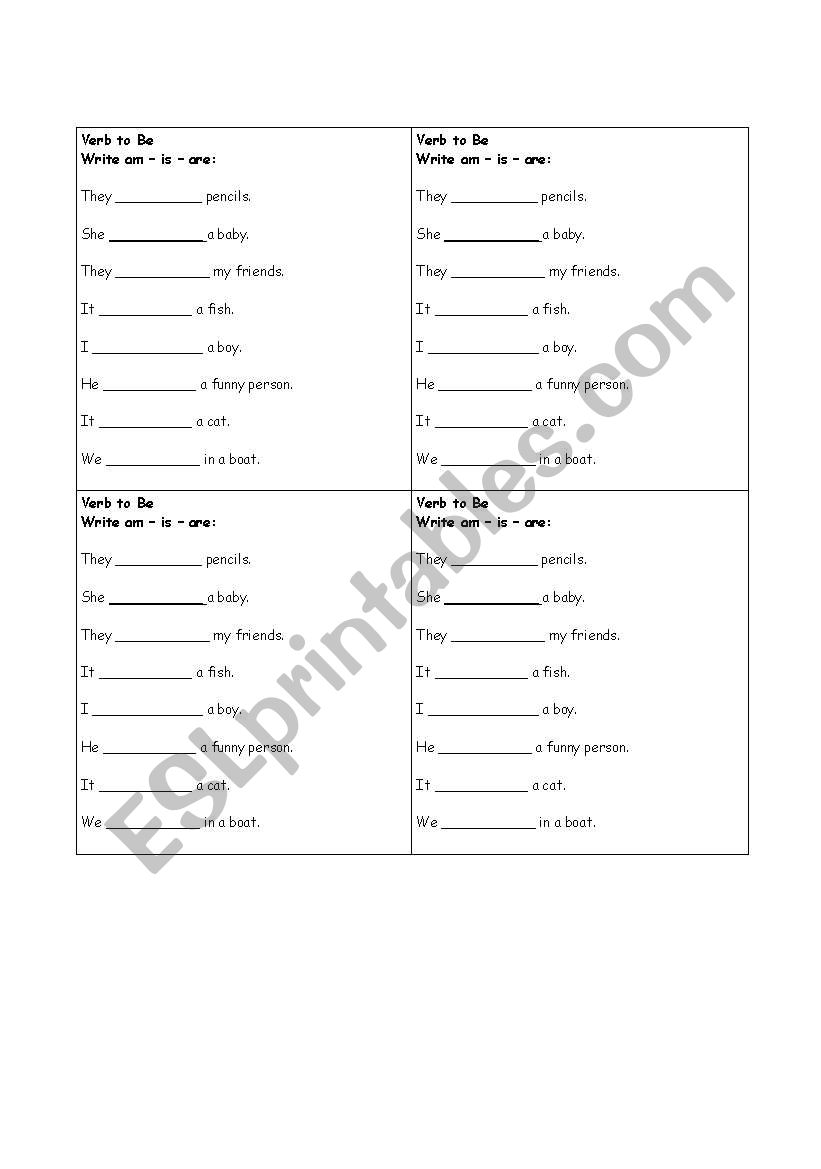 Verb to be worksheet