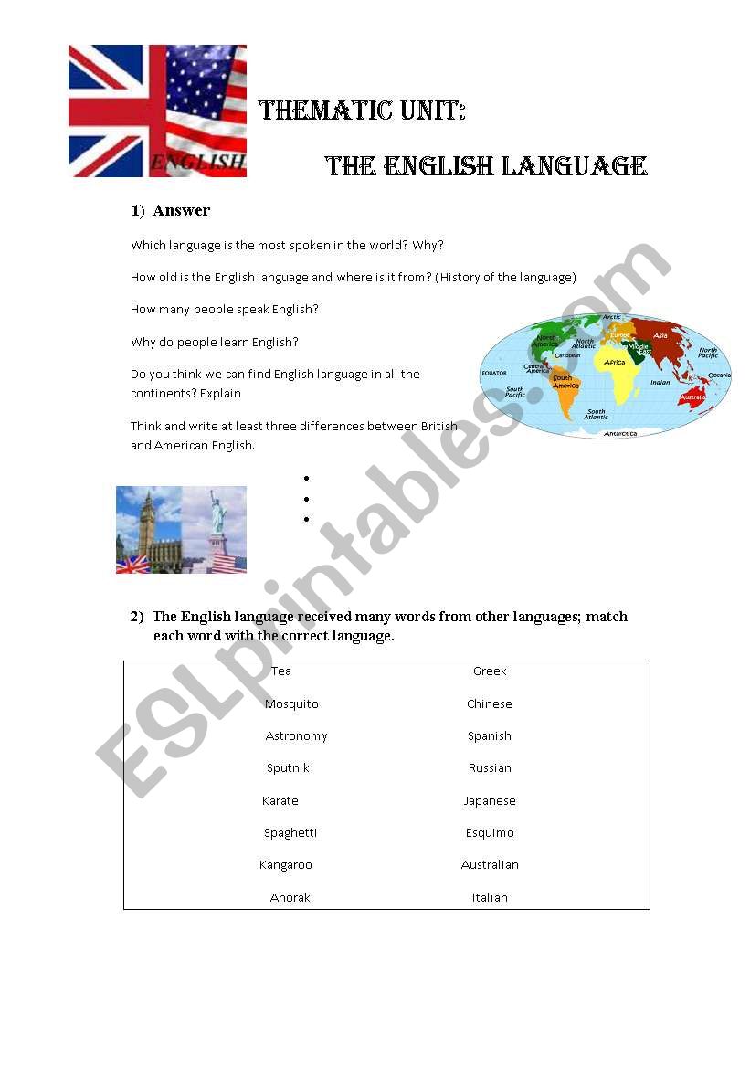 THEMATIC UNIT The English Language part  1