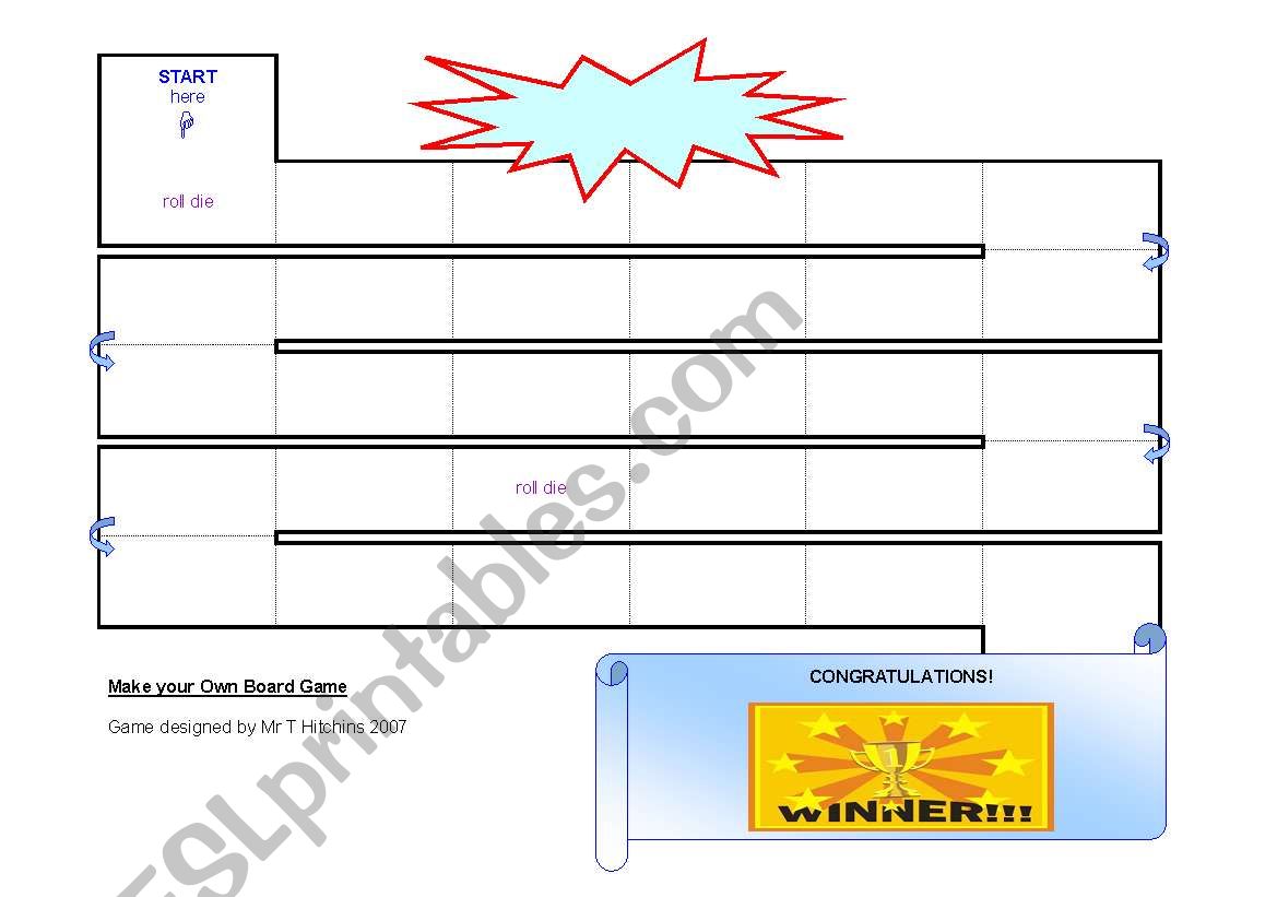 mAKE YOUR OWN bOARD GAME worksheet