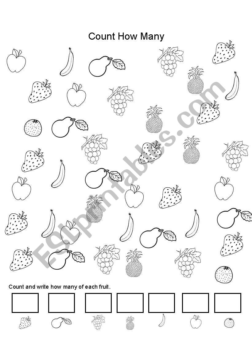 Color and Count the Fruit worksheet