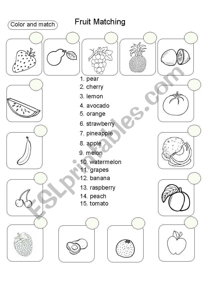 Fruit Matching worksheet