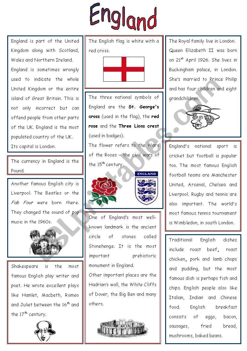 England worksheet