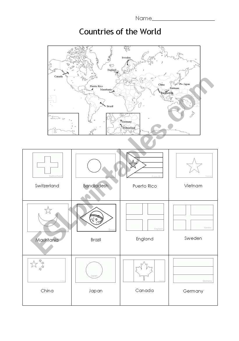 Countries of the World worksheet