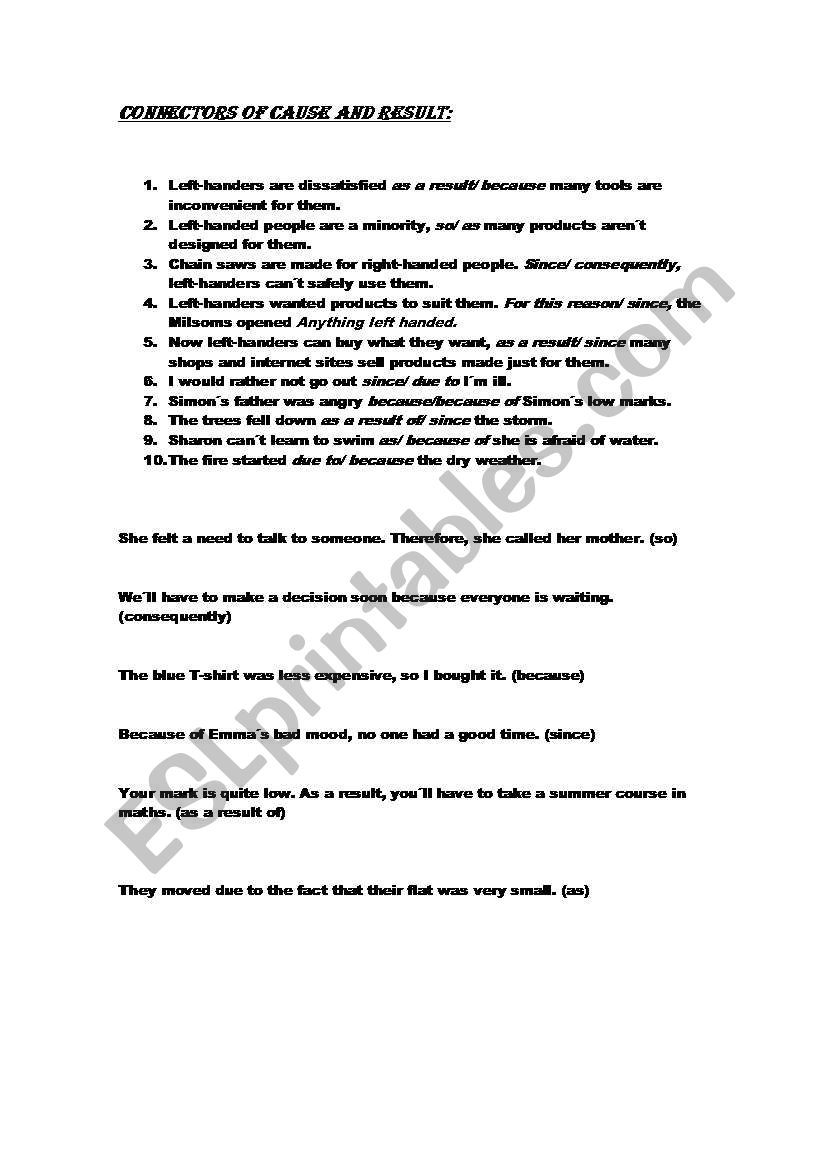 connectors worksheet