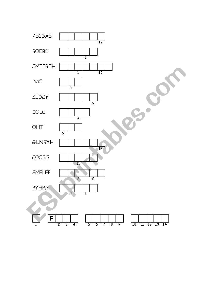 unscramble the feelings vocabulary