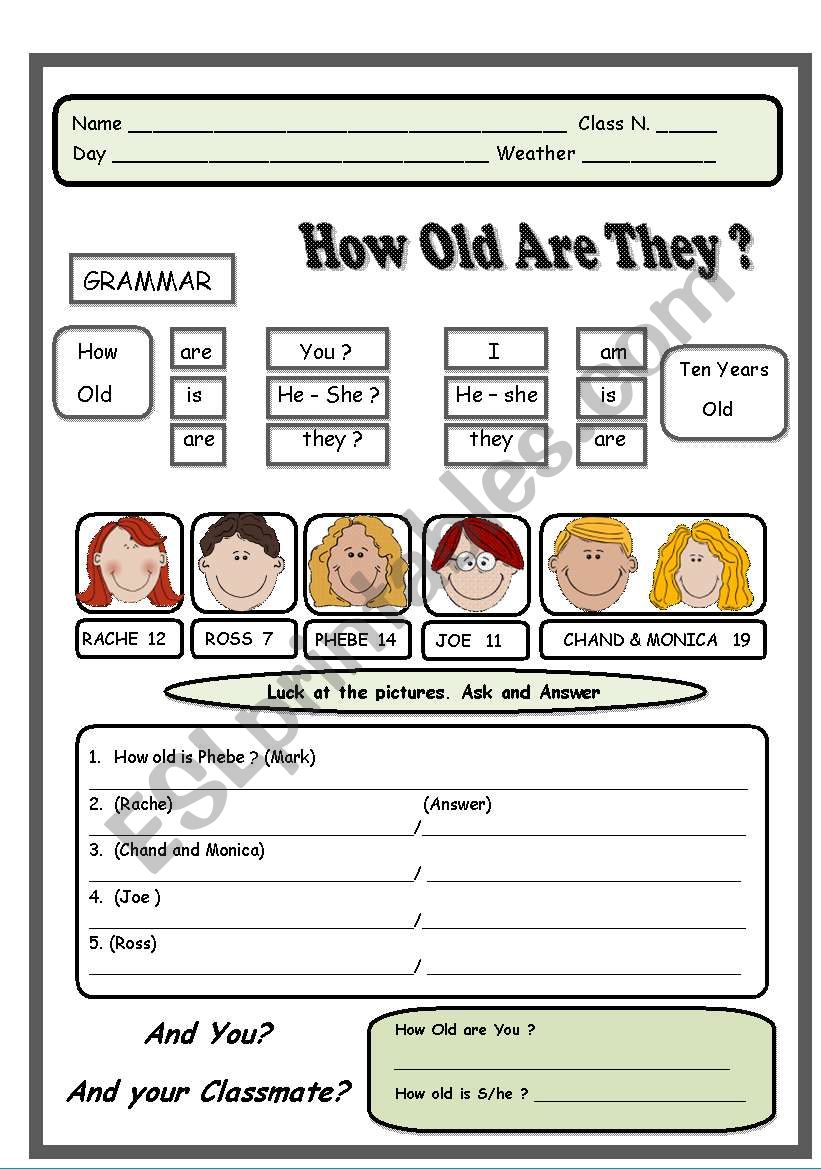 how old worksheet