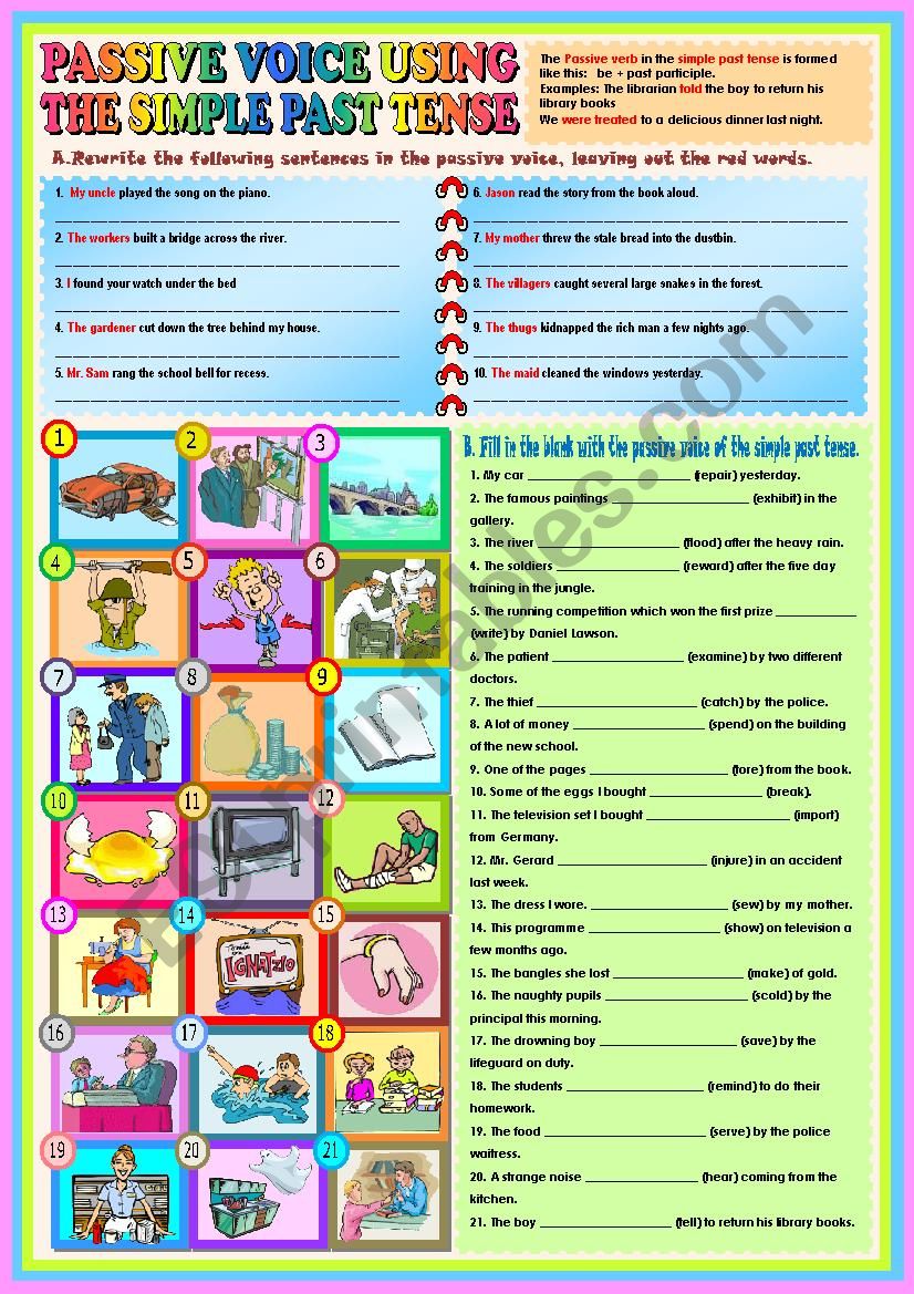 PASSIVE VOICE USING THE SIMPLE PAST TENSE + KEY